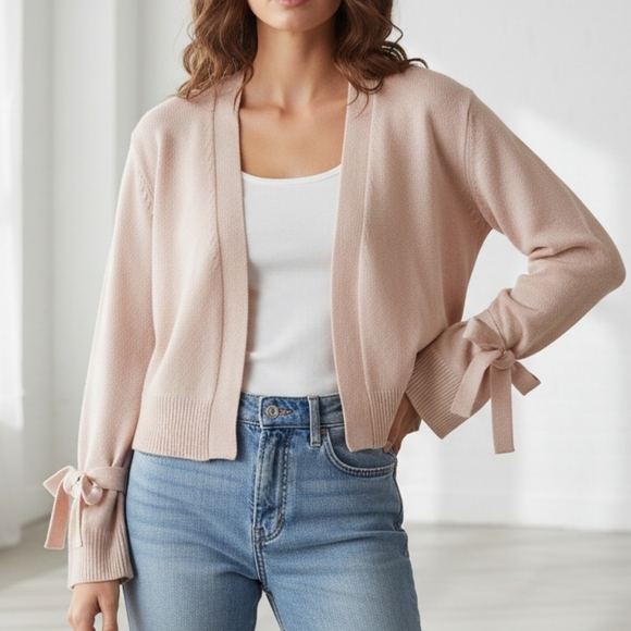 Joa Los Angeles Wool Blend Knit Open Ballerina Pink Soft Cardigan Sweater XS/S - Picture 1 of 13